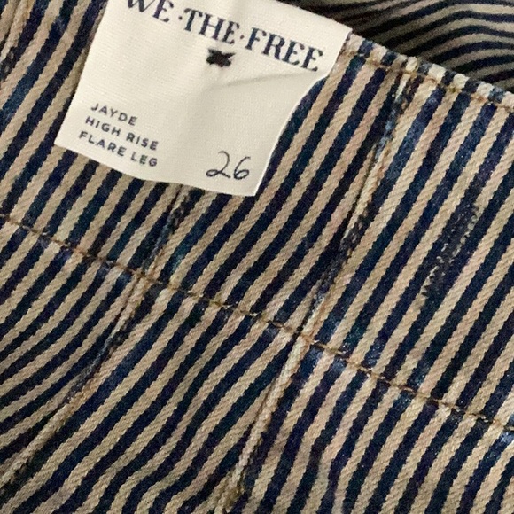 FREE PEOPLE Jayde High Rise Flare Leg Jeans Railroad Stripe - Picture 12 of 12